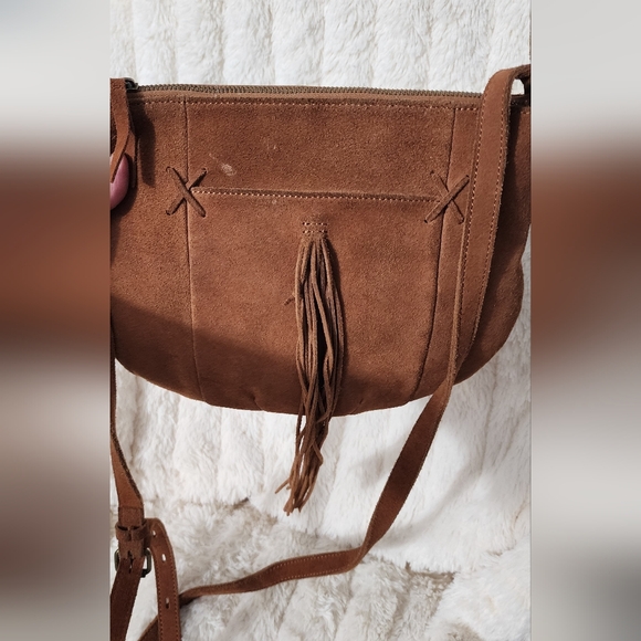 Lucky Brand Tan Suede Crossbody Bag - Picture 1 of 5